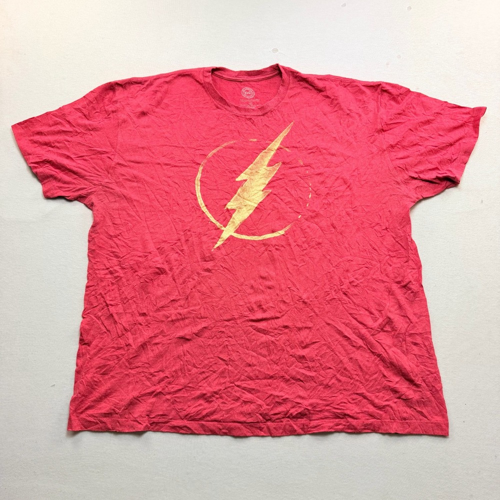 DC Comics The Flash T-Shirt Mens Double Extra Large Red Excellent Lightning Bolt
